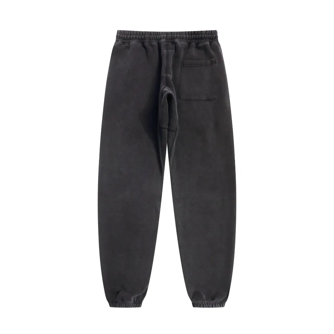 Stylish Saint Michael "SMOKERS FANTASY" letter print washed distressed lace-up loose-fitting velvet sweatpants Style number: SM639 Size: S-M-L-XL Color: black-light blue Price: P236